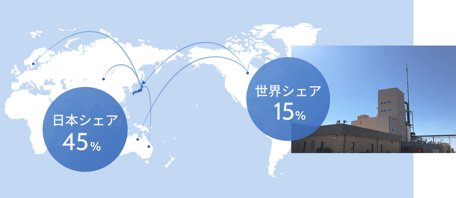 日本シェア 45% 世界シェア 15%